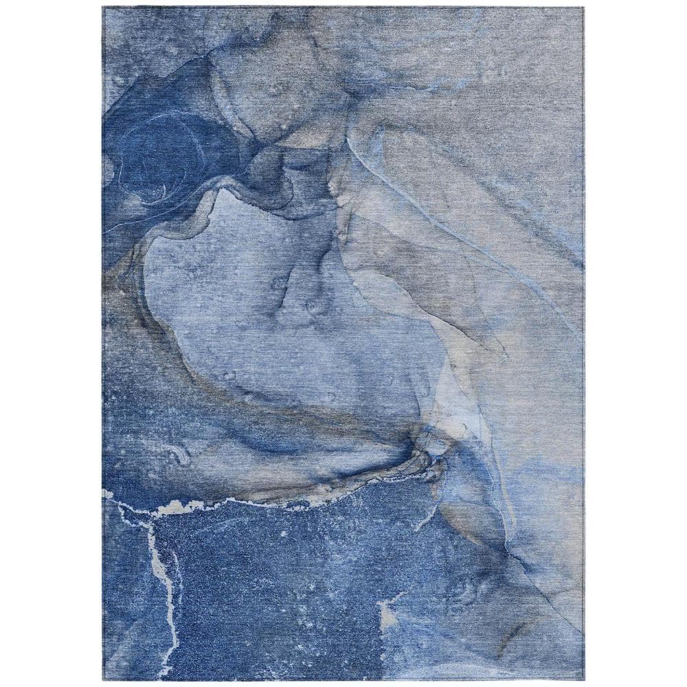 Navy Blue 8 ft. x 10 ft. Woven Abstract Polyester Rectangle Indoor/Outdoor Area Rug price history on PriceWatchPro