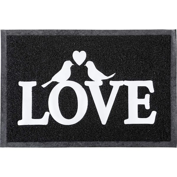 Love Door Scraper Black 24 in. x 16 in. Recycled PVC Outdoor Door Mat