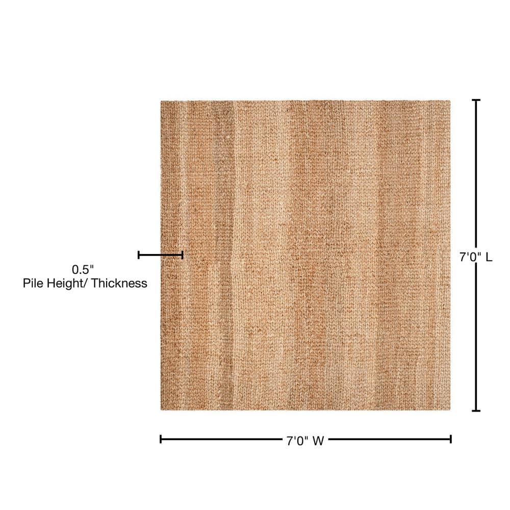 Natural Jute 7' x 7' Square Handwoven Area Rug