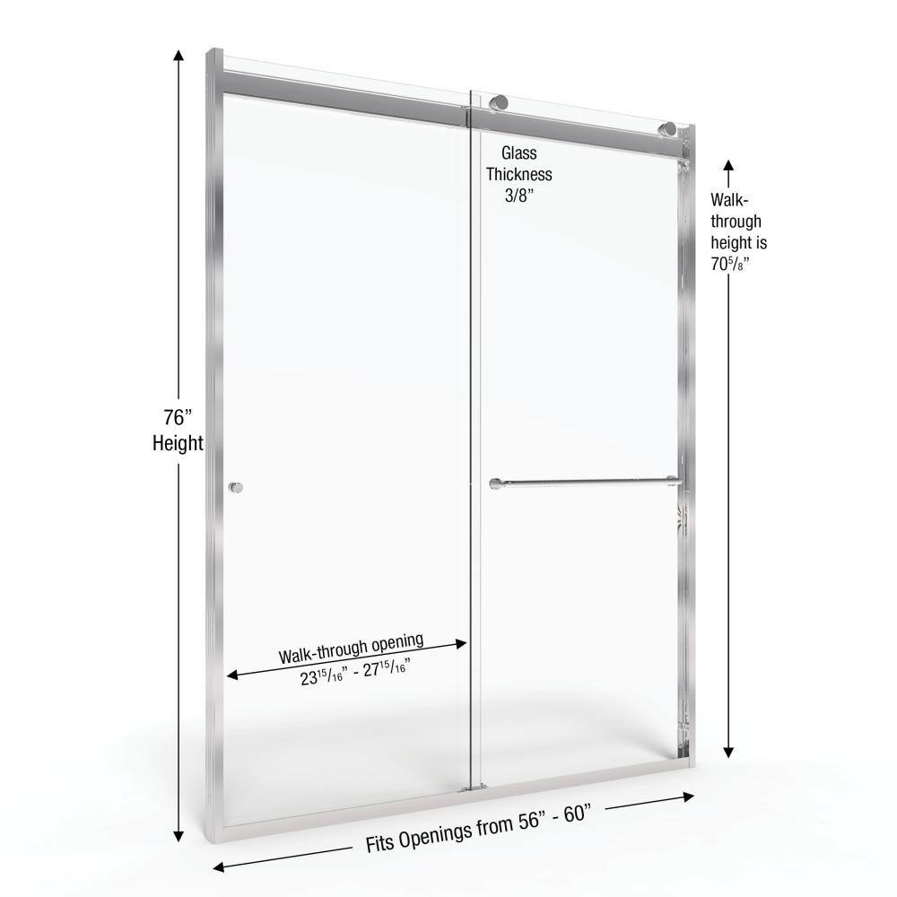 Rotolo Brushed Nickel Semi-Frameless Sliding Shower Door with Clear Glass
