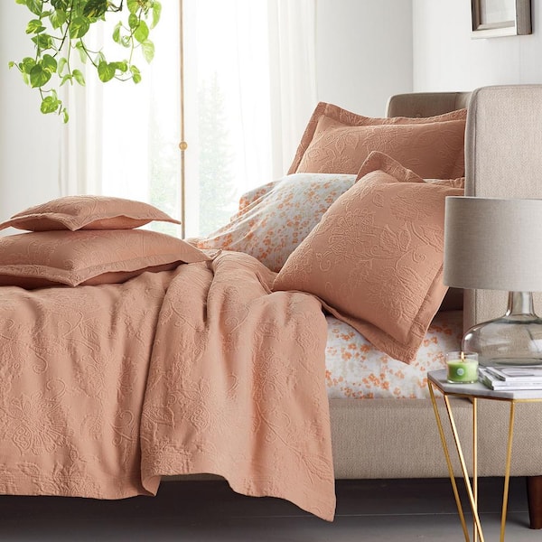 The Company Store Putnam Matelasse Coral Cotton Euro Sham 50170F E CORAL The Home Depot