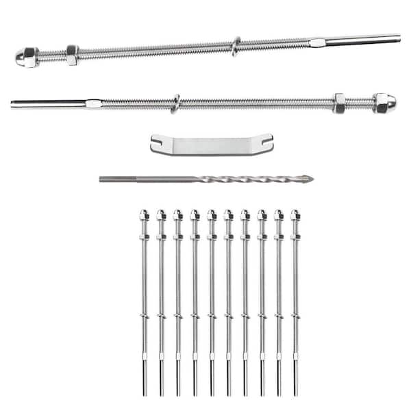 1/8 in. Cable Railing Hardware Kit Hand Swage Threaded Stud Tensioner for Wood Metal Posts 10-Pack