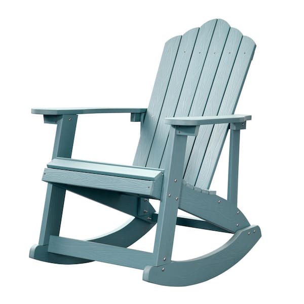 HOOOWOOO Acadia Lake Blue Outdoor Durable Plastic Rocking Adirondack Chair