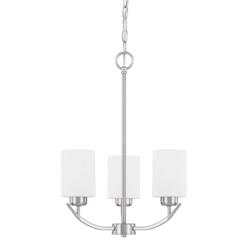 Dixon 17 in. 3-Light Brushed Nickel Chandelier with Soft White Glass and No Bulbs Included price history on PriceWatchPro
