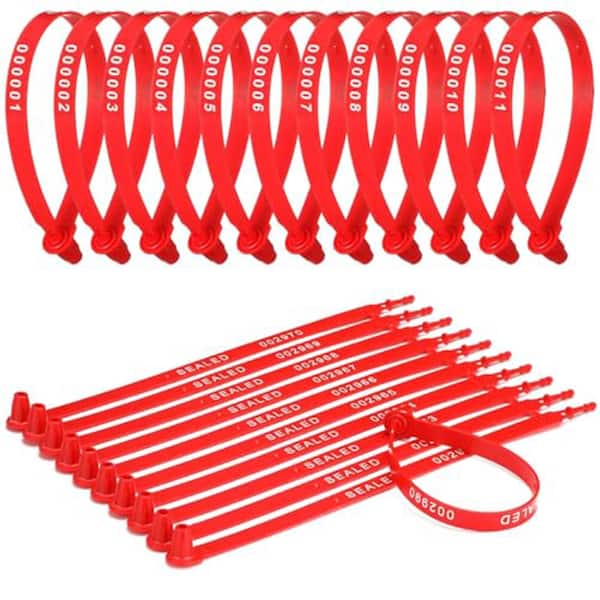 Unbranded 300 Pack Red Plastic Truck Seals Tamper Evident Security Tag Sequentially Numbered Disposable Lock for Transport