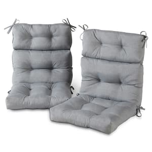 22 in. x 44 in. Outdoor High Back Dining Chair Cushion in Heather Gray (2-Pack)