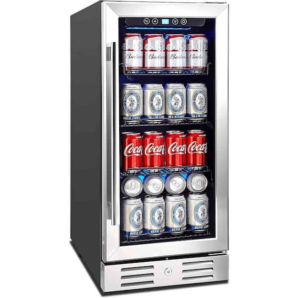 Atemomen 2.8 cu. ft. Beverage cooler 96 Can Built-In Single Zone Touch Control in Black stainless steel