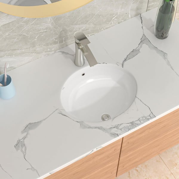 18 in. Undermount Rectangular Ceramic Bathroom Sink in White