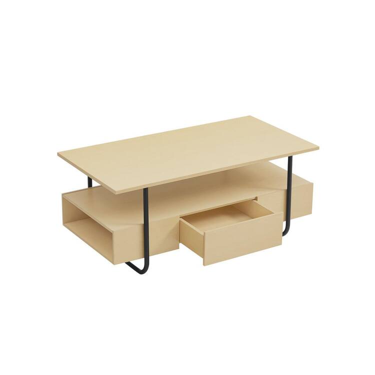Furniture of America Rivo 33.50 in. Light Maple Rectangle Composite Coffee Table Drawer