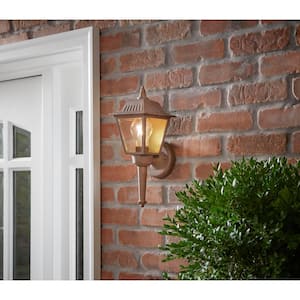 Hampton Bay 10.25 in. Rustic Bronze 1-Light Outdoor Line Voltage Wall Sconce with No Bulb Included