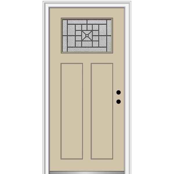 MMI Door 36 in. x 80 in. Courtyard Left-Hand 1-Lite Decorative Craftsman Painted Fiberglass Prehung Front Door, 6-9/16 in. Frame