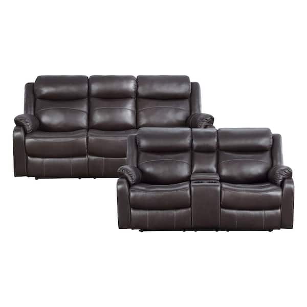 EVERGLADE HOME Goby 152 in. W Round Arm Microfiber Rectangle Sofa in Brown with 5-Seats
