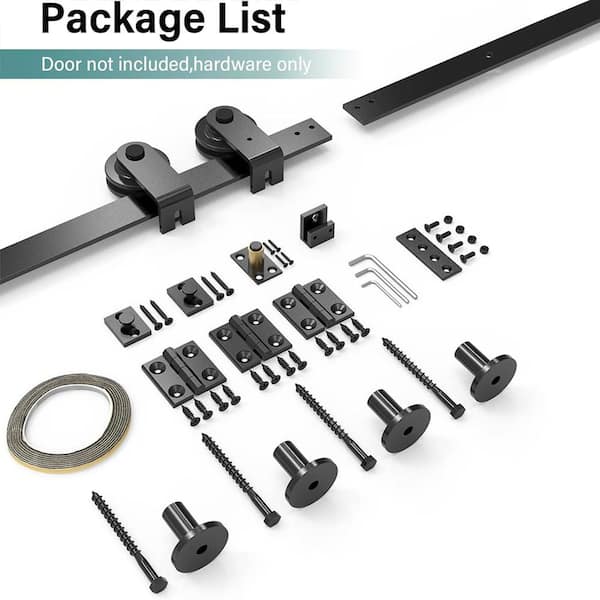 5 ft. /60 in. I Shape Frosted Black Top Mount Bi-Fold Sliding Barn Door Hardware Track Kit for Double Doors