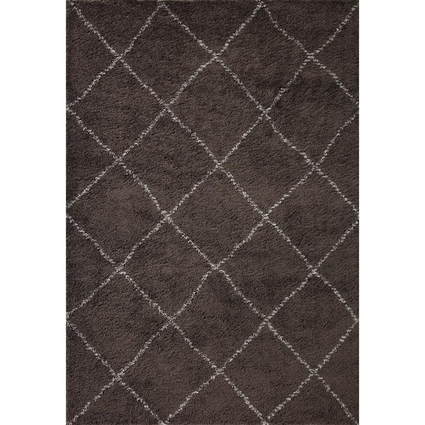 Loloi Bliss Micro Shag Bark/Grey 2 ft. 7 in. x 12 ft. Modern Runner Area Rug