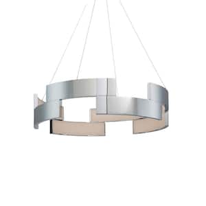 Trap 38 in. 680-Watt Equivalent Integrated LED Chrome Pendant with PC Shade