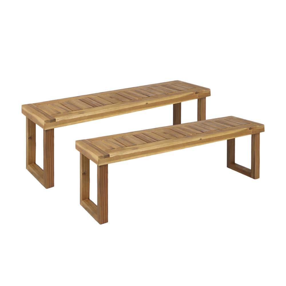 Edinburgh 2-Person Sandblasted Natural Brown Acacia Wood Outdoor Dining Bench (2-Pack) price history on PriceWatchPro