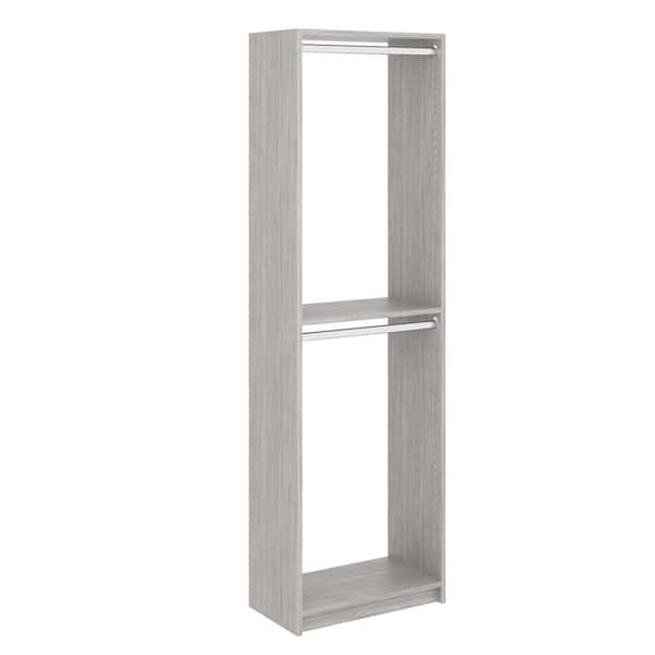 SimplyNeu 14 in. W D x 25.375 in. W x 84 in. H Seashore Grey Double Hanging Tower Wood Closet System