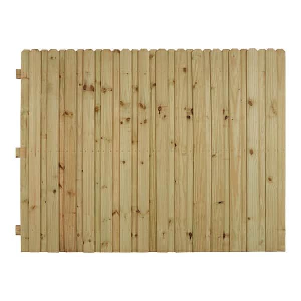 6 ft. x 8 ft. Pressure-Treated Pine Board-On-Board Fence Panel (4 in. Pickets, 2x4 Backer Rails)