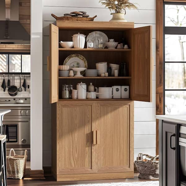 PexFix Natural Wood 31 in. W x 62 in. H Classic Kitchen Pantry