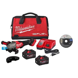 M18 FUEL ONE-KEY 18V Lith-Ion Brushless Cordless 4-1/2 in./6 in. Grinder w/Paddle Switch & Two Batteries & Cut-Off Wheel