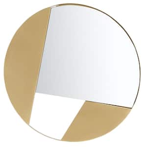 Bryley 20 in. W x 20 in. H Iron Round Modern Brushed Brass Solid Frame Wall Mirror
