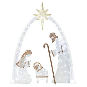 5 ft. Cool White LED Nativity Set Christmas Holiday Yard Decoration