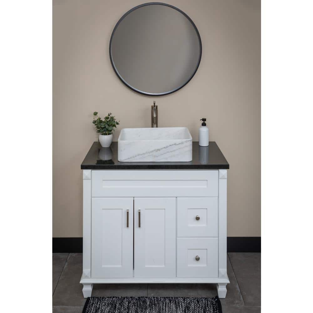 Guanxi White Marble Rectangular Vessel Bathroom Sink