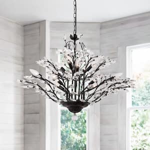 Chicago 12-Light Black Metal Branch Chandelier with Crystal Decoration