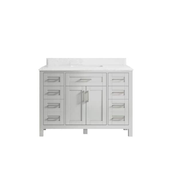 Willow Collections Cambridge 48 in. W x 22 in. D x 36 in. H Bath Vanity in Gray with Cove Edge Empira Quartz Top