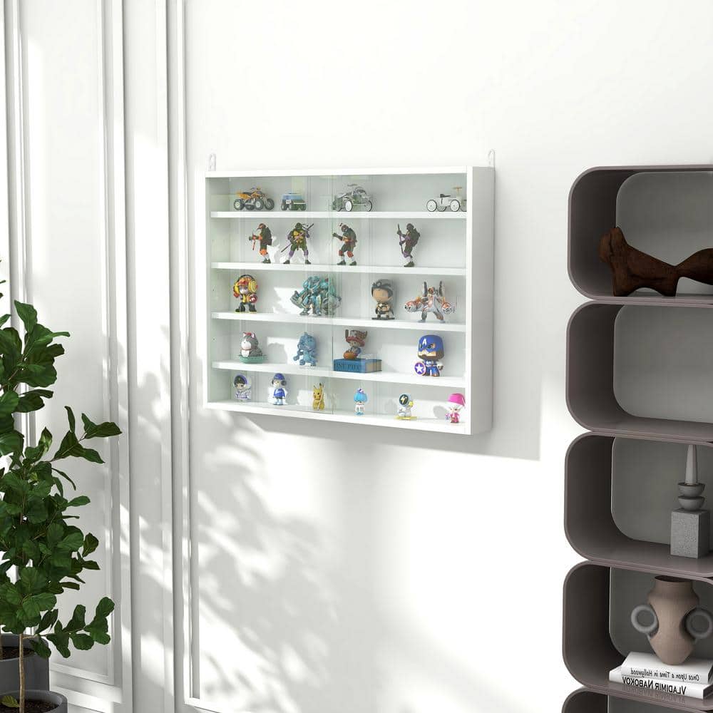 31.5 in. W x 23.5 in. H 5-Tier Wall-Mounted Composite Decorative Box, Glass