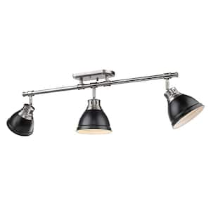 Duncan Collection 3-Light Pewter Semi-Flush Mount with Matte Black Shade