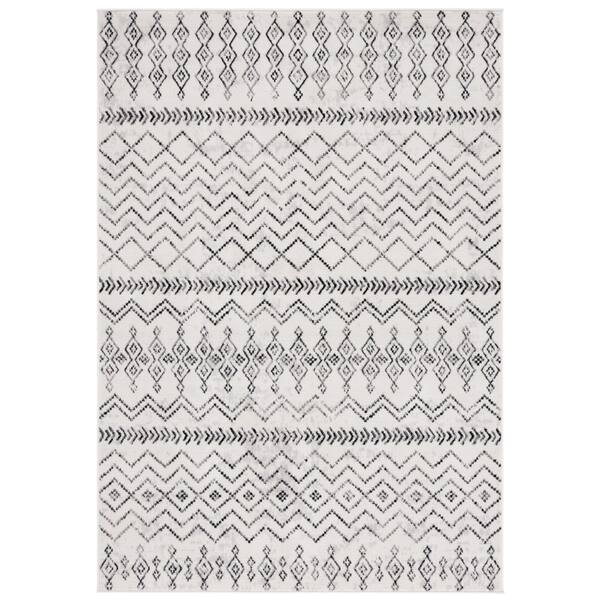 Temple 4 ft. x 6 ft. Ivory/Gray Black Tribal TPL105A Area Rug