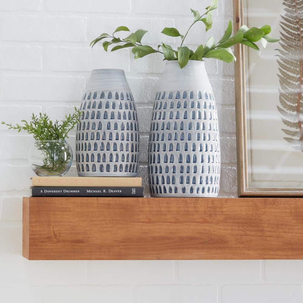 Gray Ceramic Patterned Urn-Shaped Table Vase Set