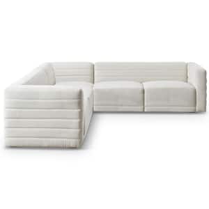 Sarmen 105 in. Square Arm Boucle Fabric L-Shaped Corner Sofa in Ivory