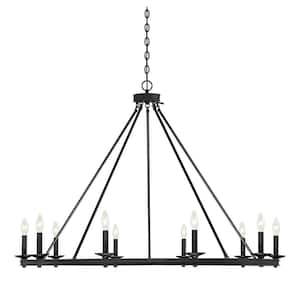 45 in. W x 32 in. H 10-Light Classic Bronze Metal Chandelier with No Bulbs Included