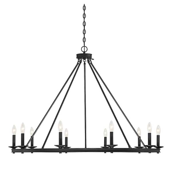 Savoy House 45 in. W x 32 in. H 10-Light Classic Bronze Metal Chandelier with No Bulbs Included