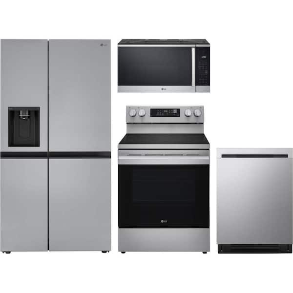 27 cu. ft. Standard Depth Refrigerator with 5 Element Electric Range and Dishwasher with Quadwash