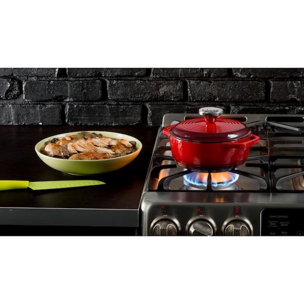 1.5 qt. Red Enameled Cast Iron Dutch Oven