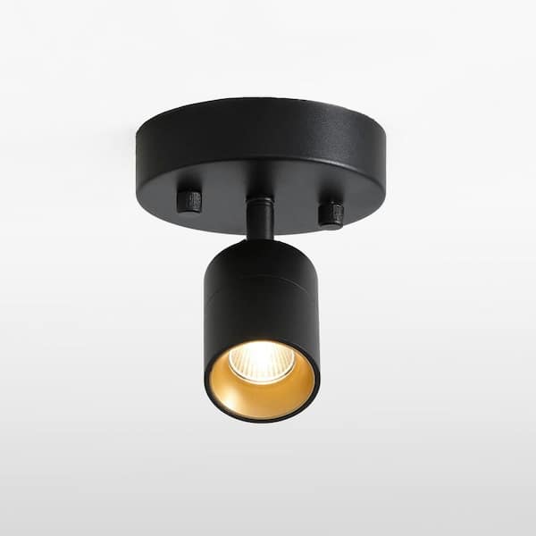 Shura Matte Black Adjustable Spot Light, Integrated LED Bulb, Fixed Track Cylinder Spotlight, 3000k, 490 Lumens