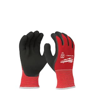Large Red Latex Level 1 Cut Resistant Insulated Winter Dipped Work Gloves