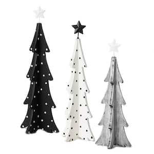 18 in., 16.5 in. & 14.5 in. Multicolor Wood and Metal Tree - Set of 3