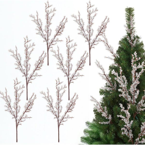 6PCS 10 in. Clear Artificial Christmas Ice Picks, Frosted Winter