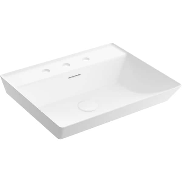 KOHLER Brazn Vitreous China Rectangular Vessel Sink in White