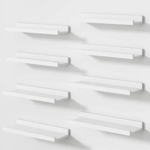 16 in. W x 4.4 in. D White Floating Shelves Set of 8, Picture Ledge Shelf Decorative Wall Shelf
