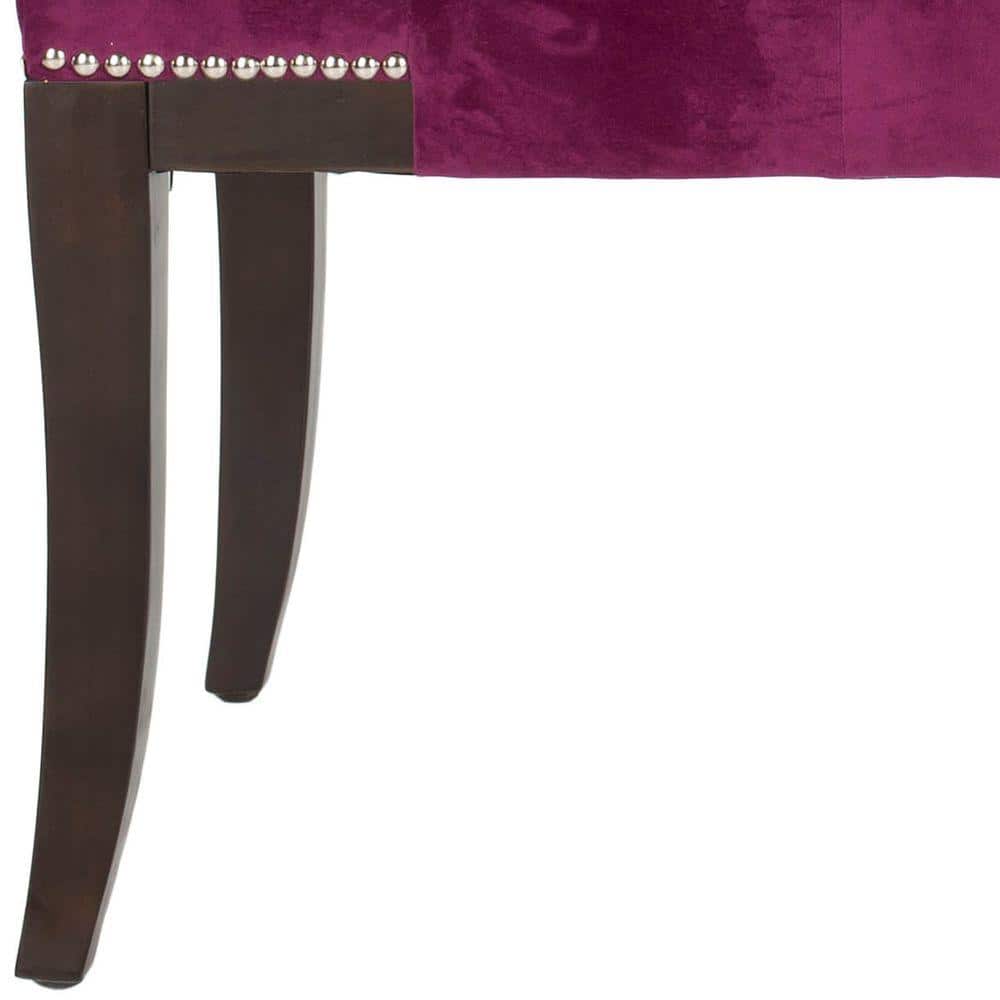 Gibbons Purple Cotton Velour Bench with Nail Heads