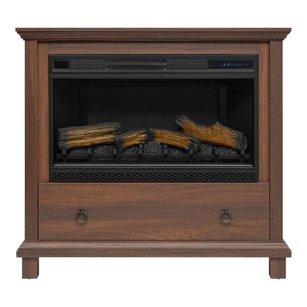 43 in. W Freestanding Media Mantel Electric Fireplace in Brown