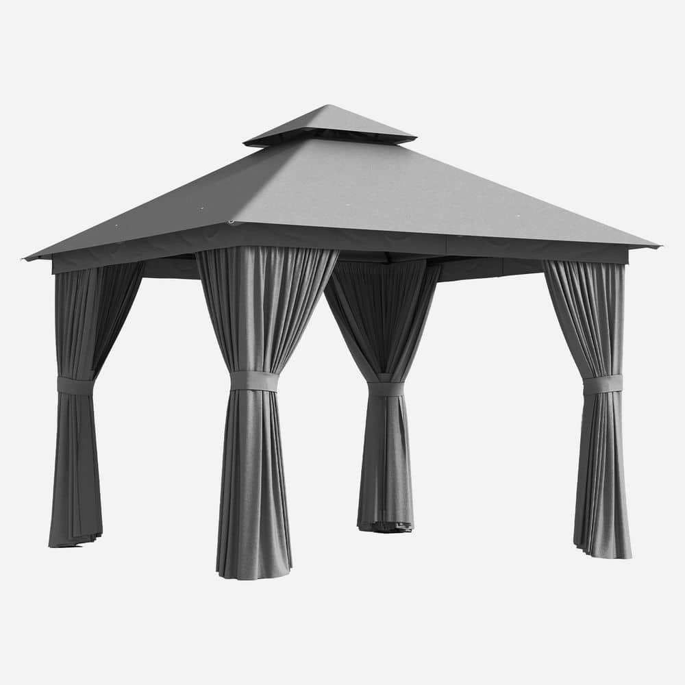 10 ft. x 10 ft. Gray Double Roof Polyester Soft Top Gazebo Canopy with Mosquito Netting, Event Tent price history on PriceWatchPro