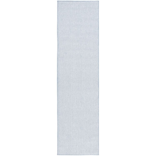 River 2 ft. x 8 ft. Blue/Ivory Solid Marle Runner Rug