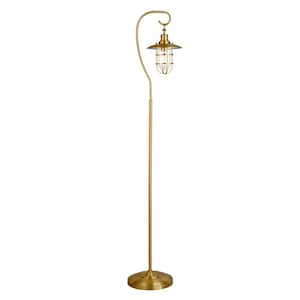 Bay 63.5 in. Brass Floor Lamp with Glass Shade