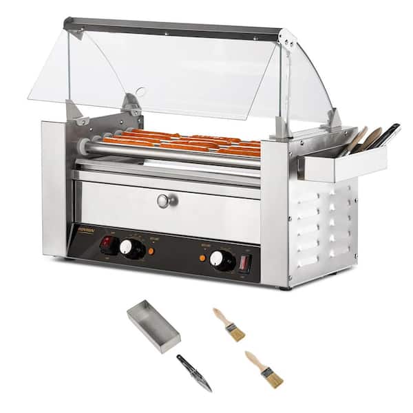 Karl home 900-Watt Stainless Steel 12 Hot Dog Roller Grill Indoor Grill with Cover